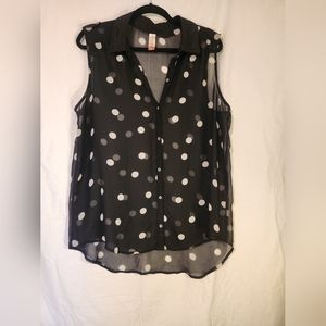 XXL Black sheer polkadot tank top